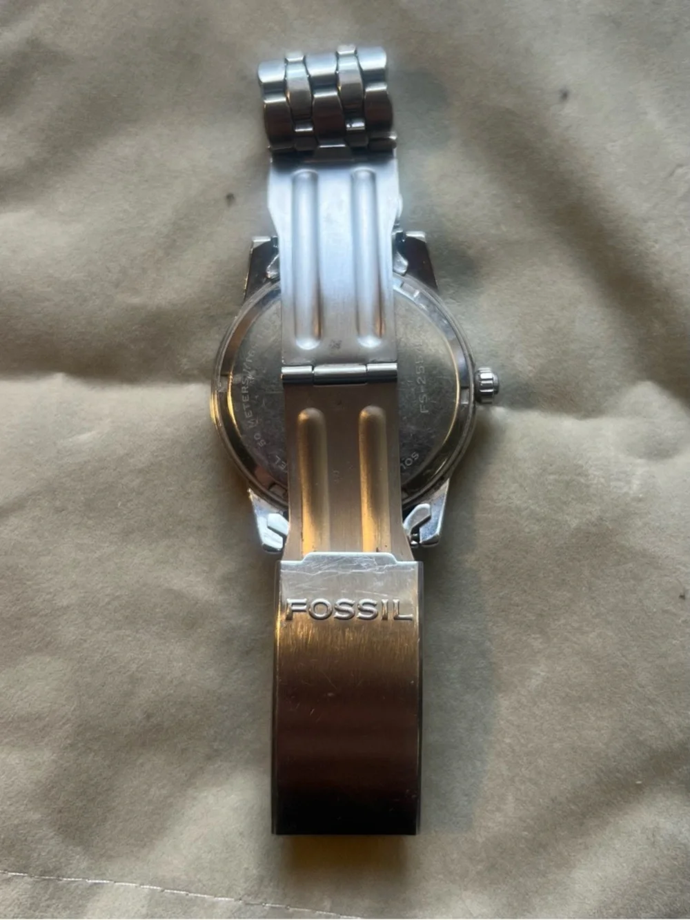 Fossil Stainless Steel Multifunction Watch Silver Gold Dial Classic